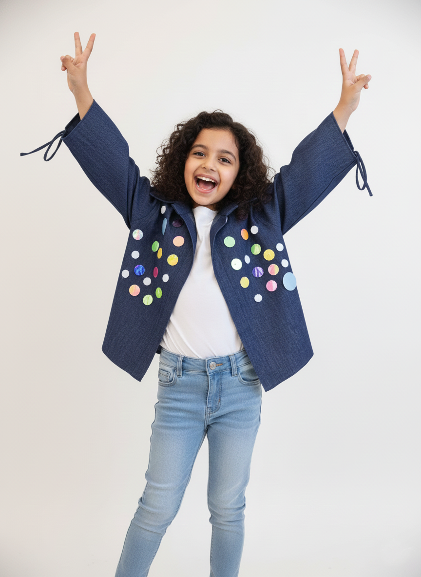 Sequence Embroidered Dark Denim Jacket
