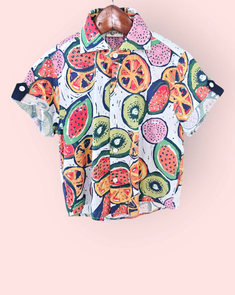 Fruity Fun Print Boys Cotton Shirt