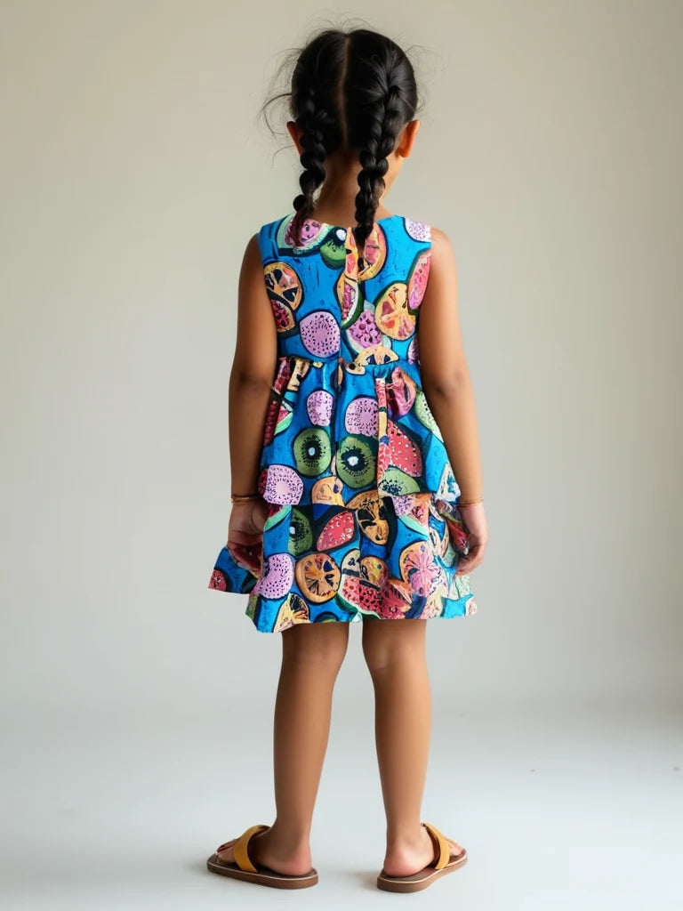 Fruity Fiesta Tiered Colourful Cotton Dress