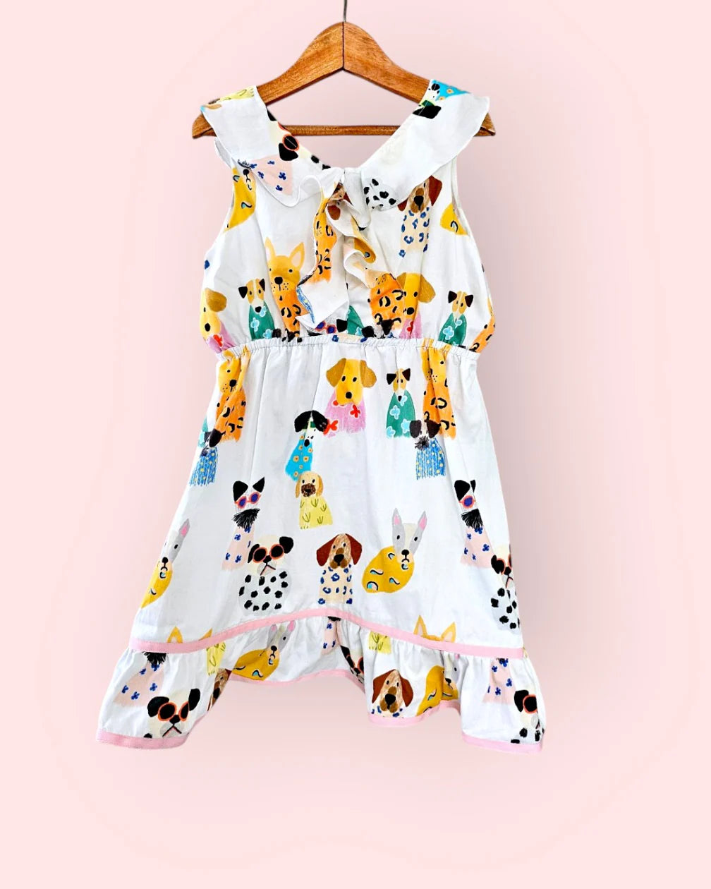 Puppy Parade Ruffle Cotton Dress